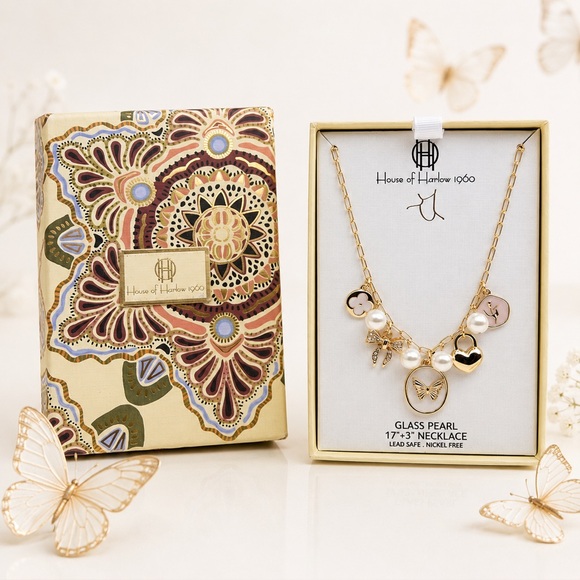 House of Harlow 1960 Jewelry - *New* House of Harlow 1960 Gold and Pearl Charm Necklace